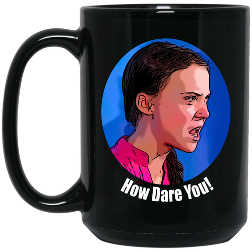 15 oz. Greta Thunberg Black Coffee Mug